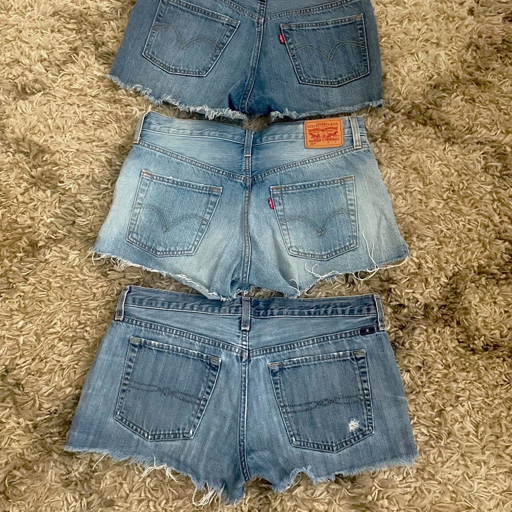Three Cut off Jean Shorts